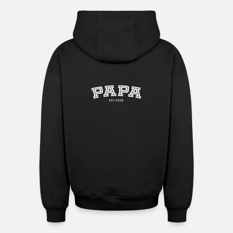 Papa Est. 2026 - Sweat à capuche unisexe zippé oversize épais SPREAD - noir
