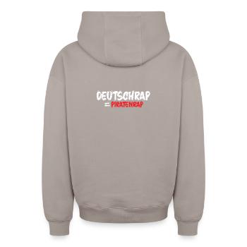 Musique pirate hip-hop deutschrap_rap1 - Sweat à capuche unisexe zippé oversize épais SPREAD - taupe - Dos - AI Model Male 178 light (178cm)