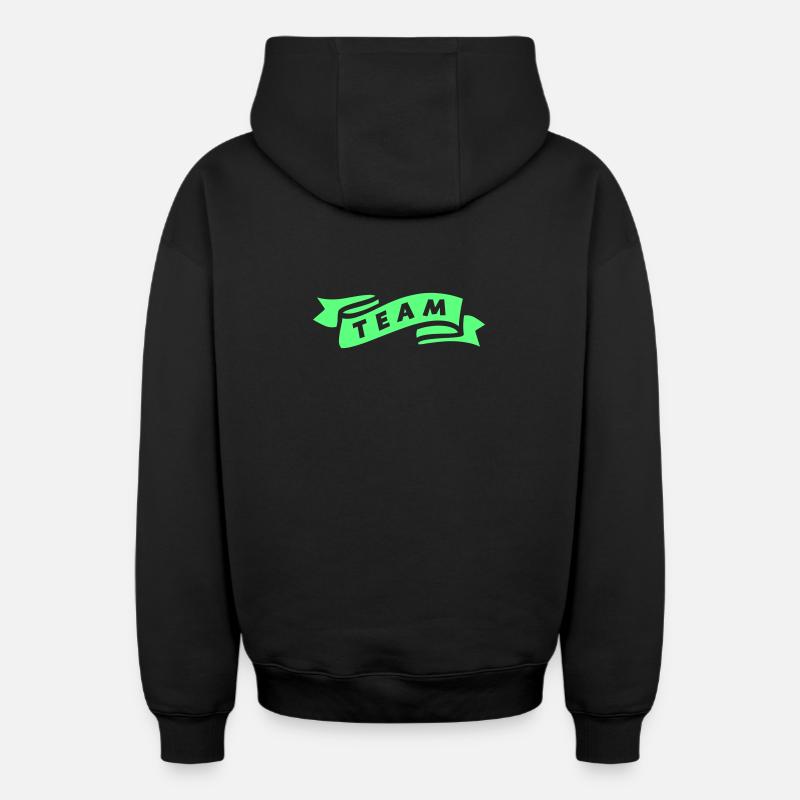team_banderole- - Sweat à capuche unisexe zippé oversize épais SPREAD - noir