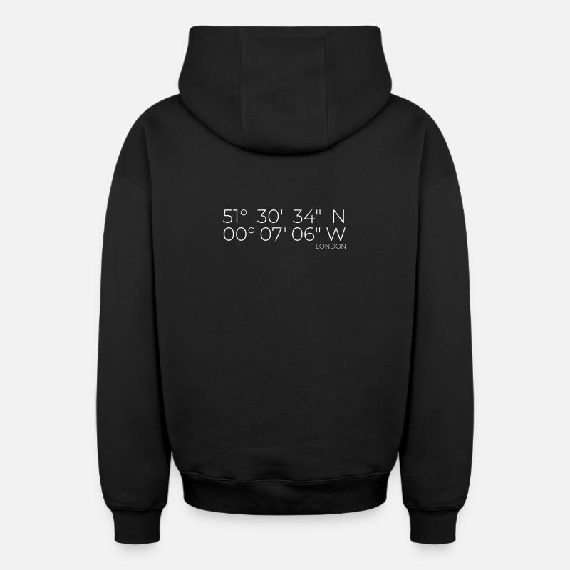 coordonnées Londres - Sweat à capuche unisexe zippé oversize épais SPREAD - noir
