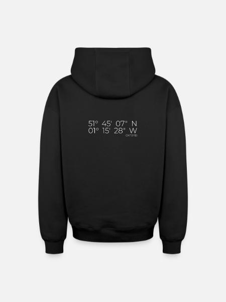 Coördinaten Oxford Engeland - Hoodie unisex met rits oversized van zware kwaliteit - zwart