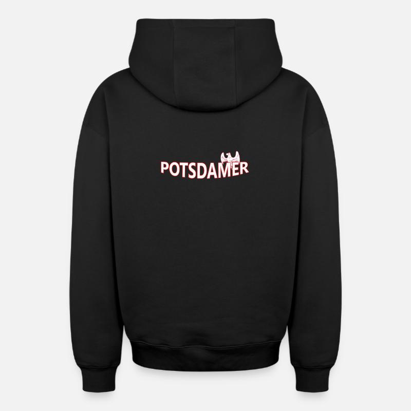 POTSDAMer - Sweat à capuche unisexe zippé oversize épais SPREAD - noir