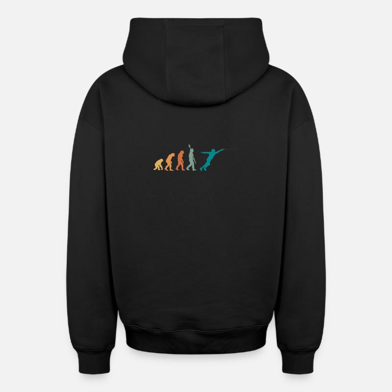 Evolution Retro Fechten - Oversized Heavyweight Unisex Zip Hoodie - Schwarz