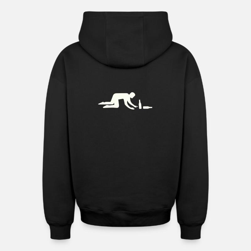 Silhouette d’ivrogne avec bouteille - Sweat à capuche unisexe zippé oversize épais SPREAD - noir