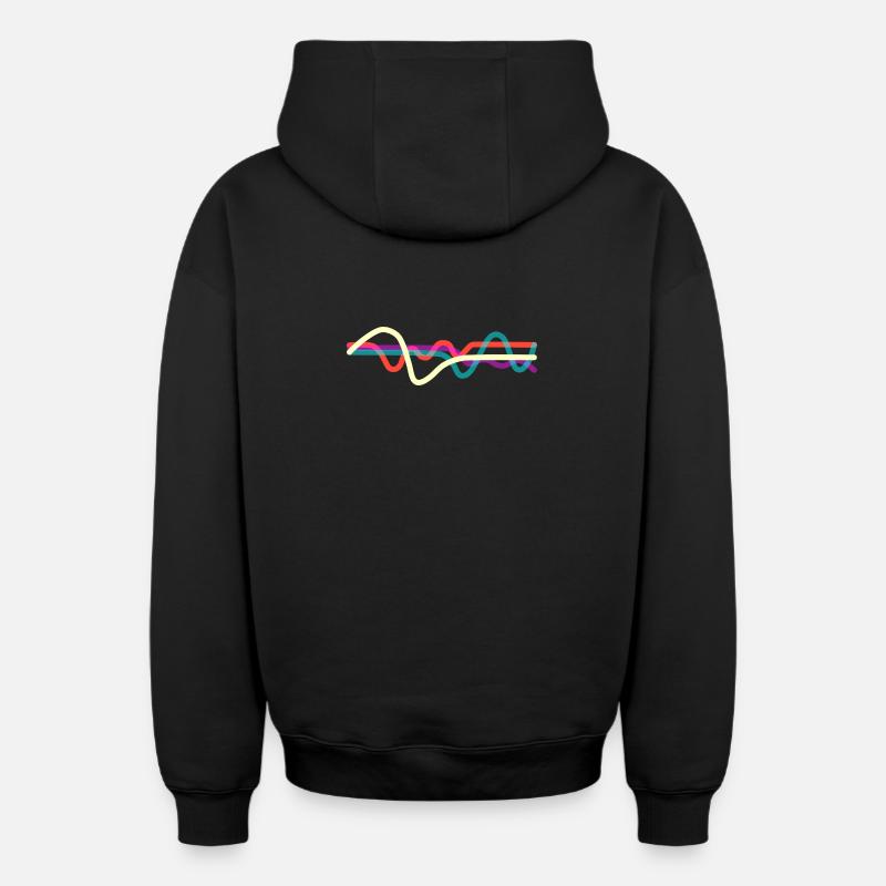 Lignes - Sweat à capuche unisexe zippé oversize épais SPREAD - noir