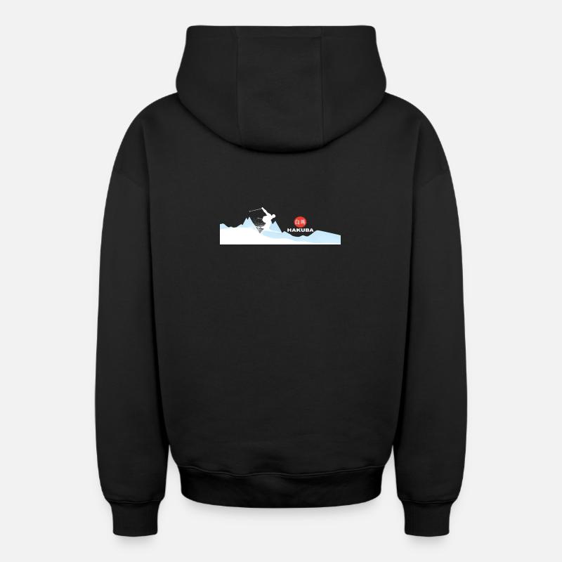 Hakuba Ski - Sweat à capuche unisexe zippé oversize épais SPREAD - noir