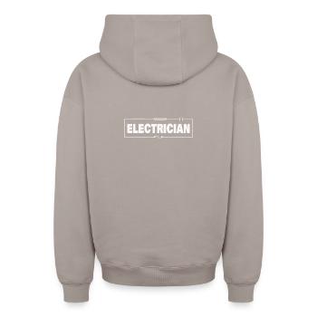 Électricien - Sweat à capuche unisexe zippé oversize épais SPREAD - taupe - Dos - AI Model Male 178 light (178cm)