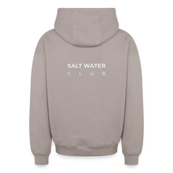 Marine Salt Water Club - Oversized Heavyweight Unisex Zip Hoodie - Taupe - Hinten - AI Model Male 178 light (178cm)
