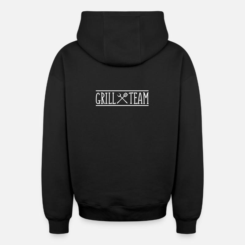 grill_team - Sweat à capuche unisexe zippé oversize épais SPREAD - noir