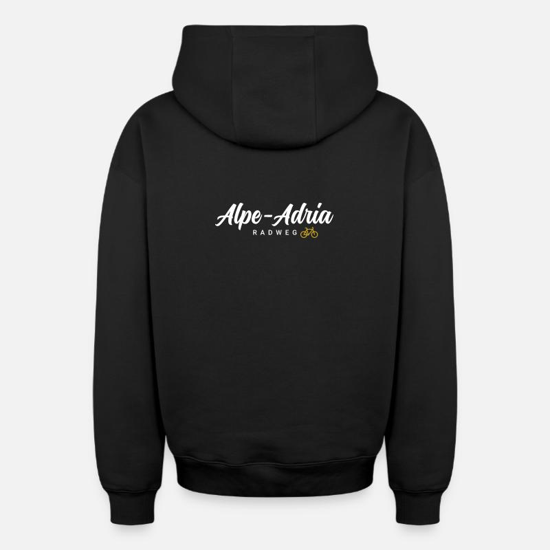Alpe Adria Cycle Path - Oversized Heavyweight Unisex Zip Hoodie - black