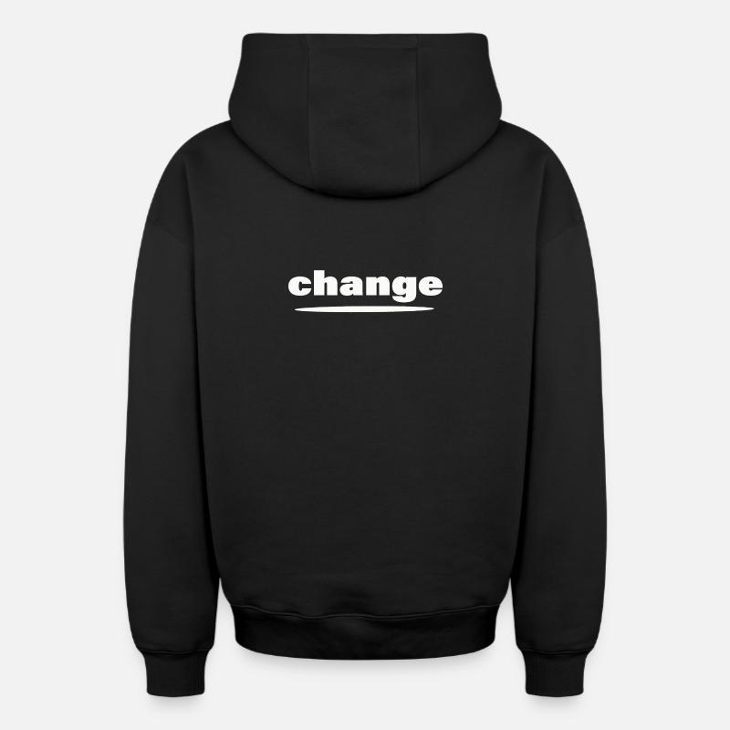 Changement - Sweat à capuche unisexe zippé oversize épais SPREAD - noir