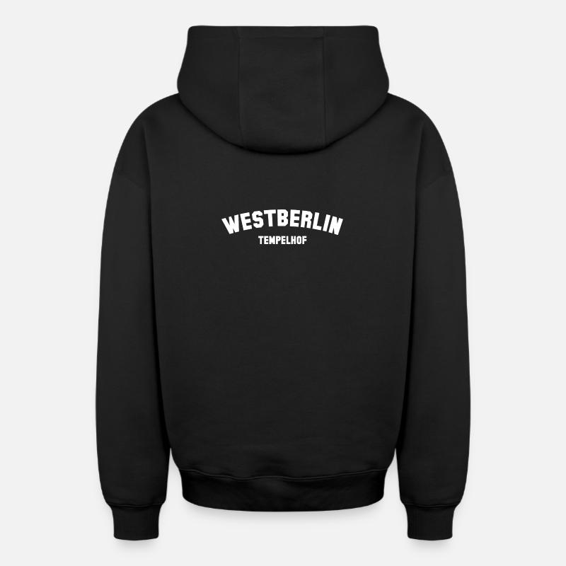 TEMPELHOF - Sweat à capuche unisexe zippé oversize épais SPREAD - noir