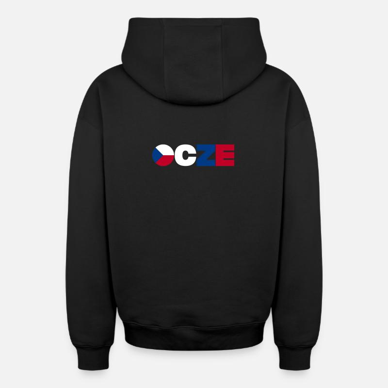 République tchèque - Sweat à capuche unisexe zippé oversize épais SPREAD - noir