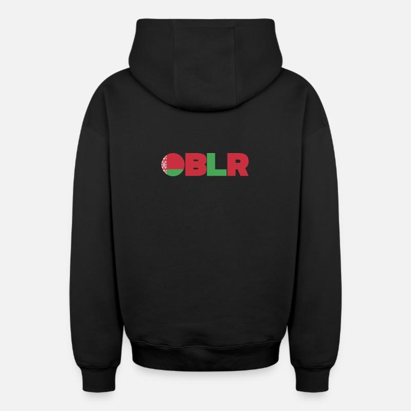 Biélorussie - Sweat à capuche unisexe zippé oversize épais SPREAD - noir