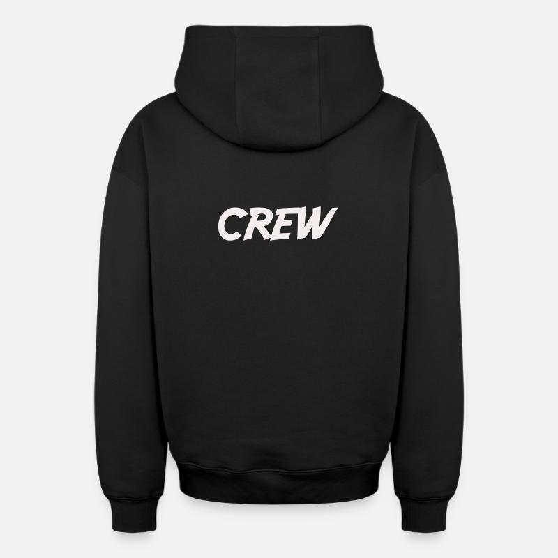 crew_-2- - Sweat à capuche unisexe zippé oversize épais SPREAD - noir