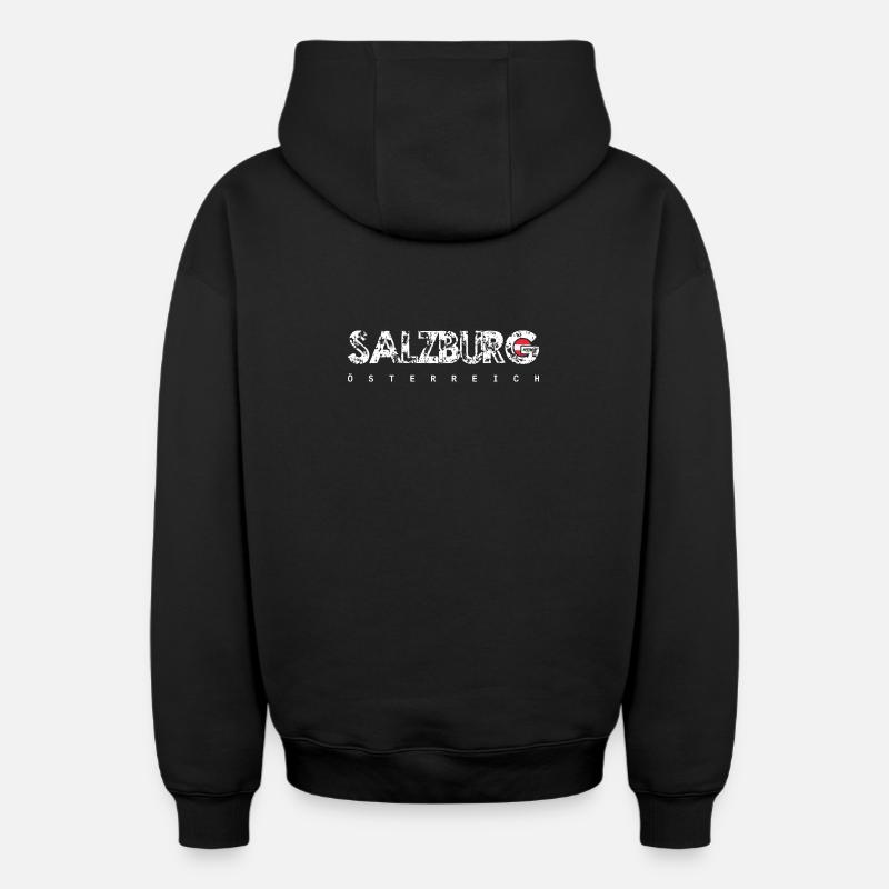 Salzbourg, Autriche, Texte en difficulté - Sweat à capuche unisexe zippé oversize épais SPREAD - noir