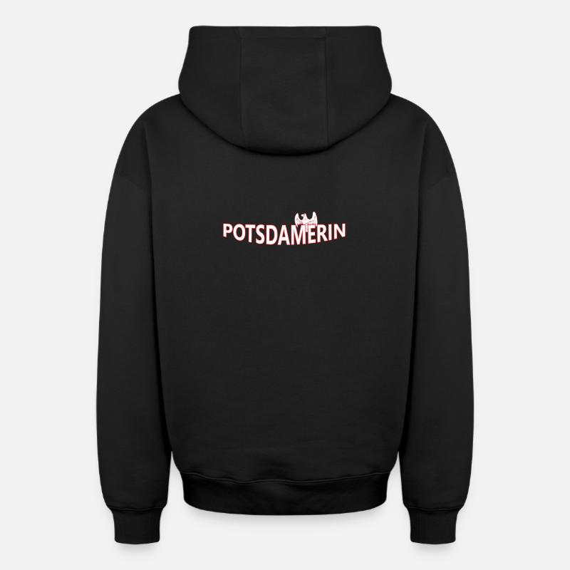 Potsdamer - Sweat à capuche unisexe zippé oversize épais SPREAD - noir