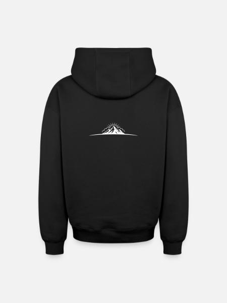 Berge Outdoor Symbol Mountains - Oversized Heavyweight Unisex Zip Hoodie - black