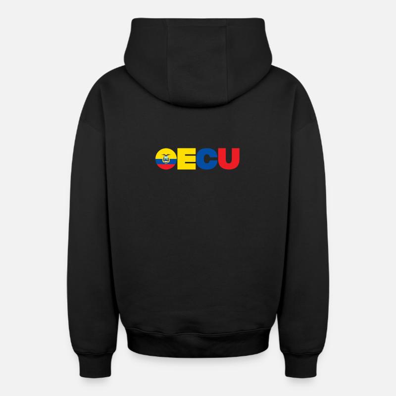 Équateur - Sweat à capuche unisexe zippé oversize épais SPREAD - noir
