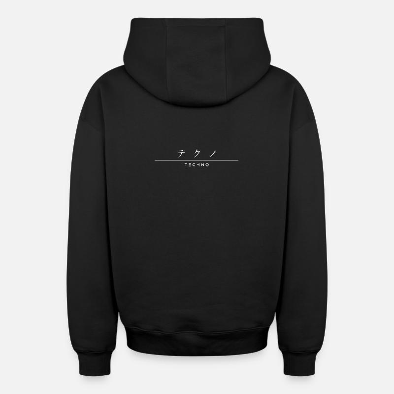 Techno | Kanji |  Personnages japonais - Sweat à capuche unisexe zippé oversize épais SPREAD - noir