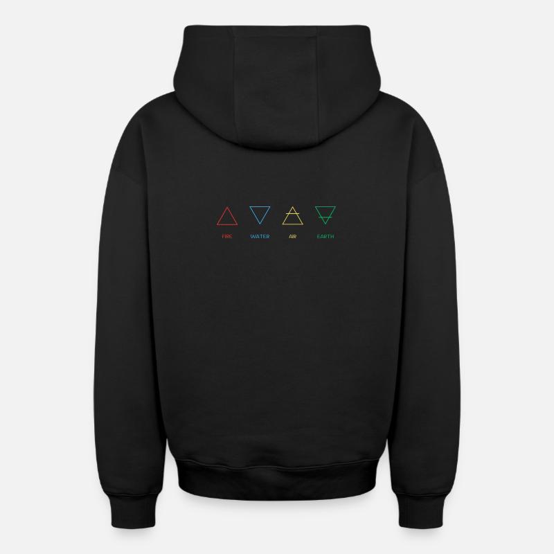 Four elements - Oversized Heavyweight Unisex Zip Hoodie - black