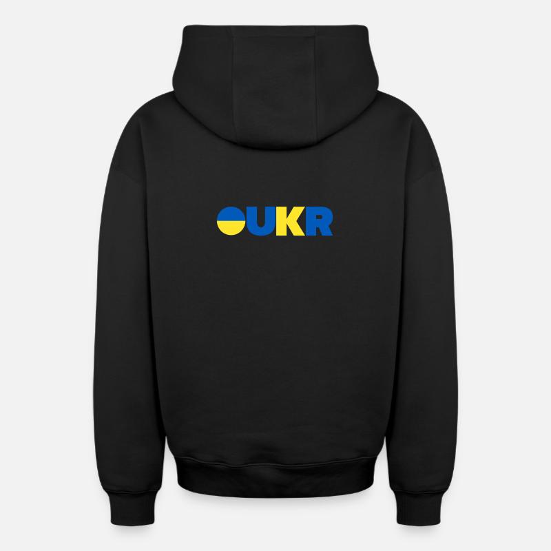 Ukraine - Sweat à capuche unisexe zippé oversize épais SPREAD - noir