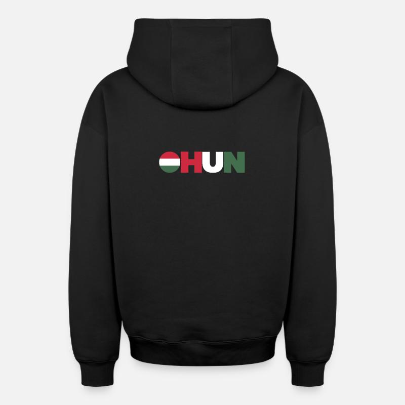 Hongrie - Sweat à capuche unisexe zippé oversize épais SPREAD - noir