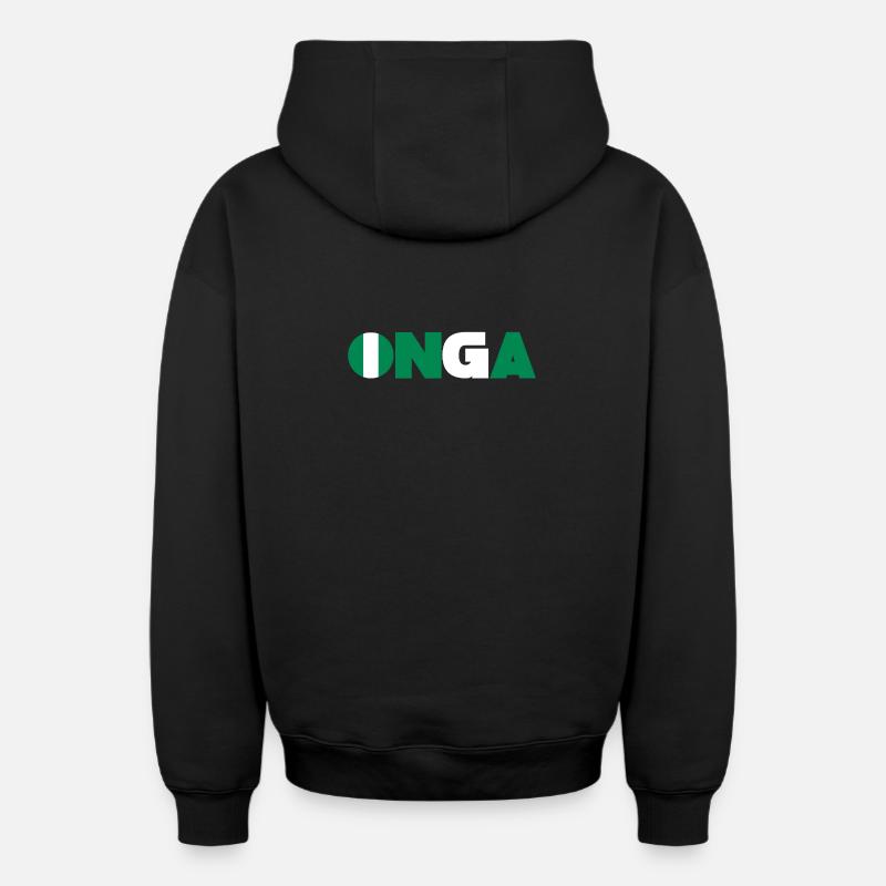 Nigéria - Sweat à capuche unisexe zippé oversize épais SPREAD - noir