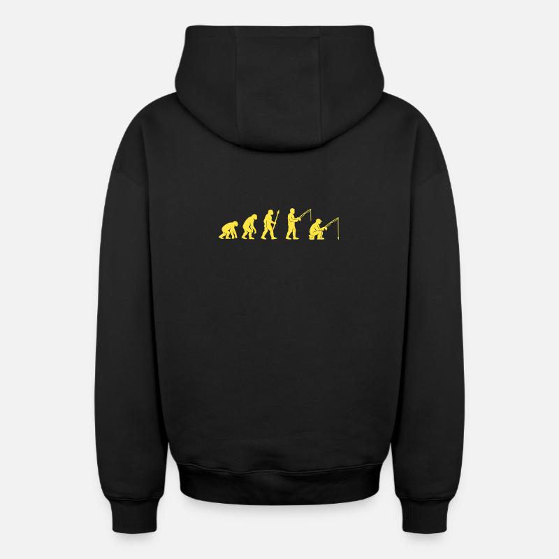 Fishing Evolution Path Design - Oversized Heavyweight Unisex Zip Hoodie - black