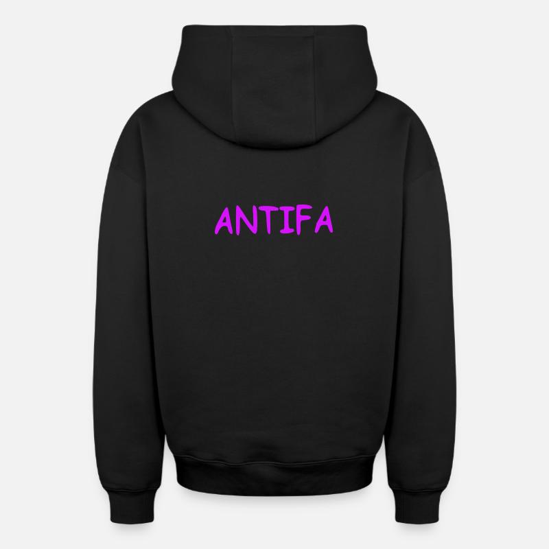 Antifa - lilas - Sweat à capuche unisexe zippé oversize épais SPREAD - noir