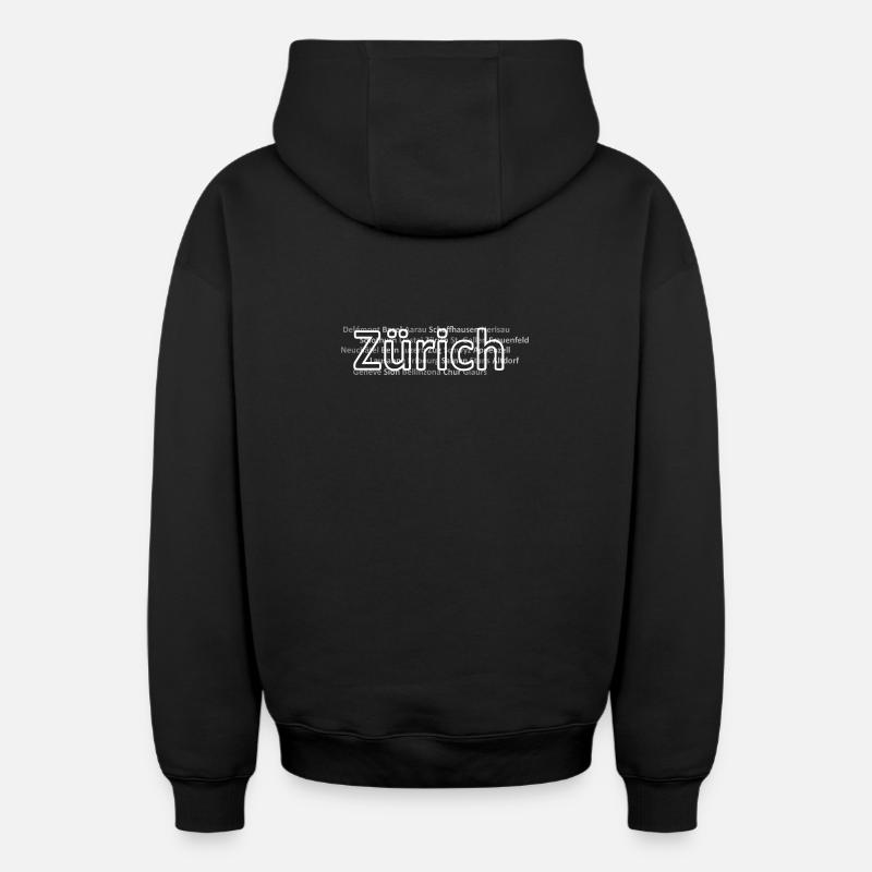 Schweizer Städte Zürich - Oversized Heavyweight Unisex Zip Hoodie - Schwarz