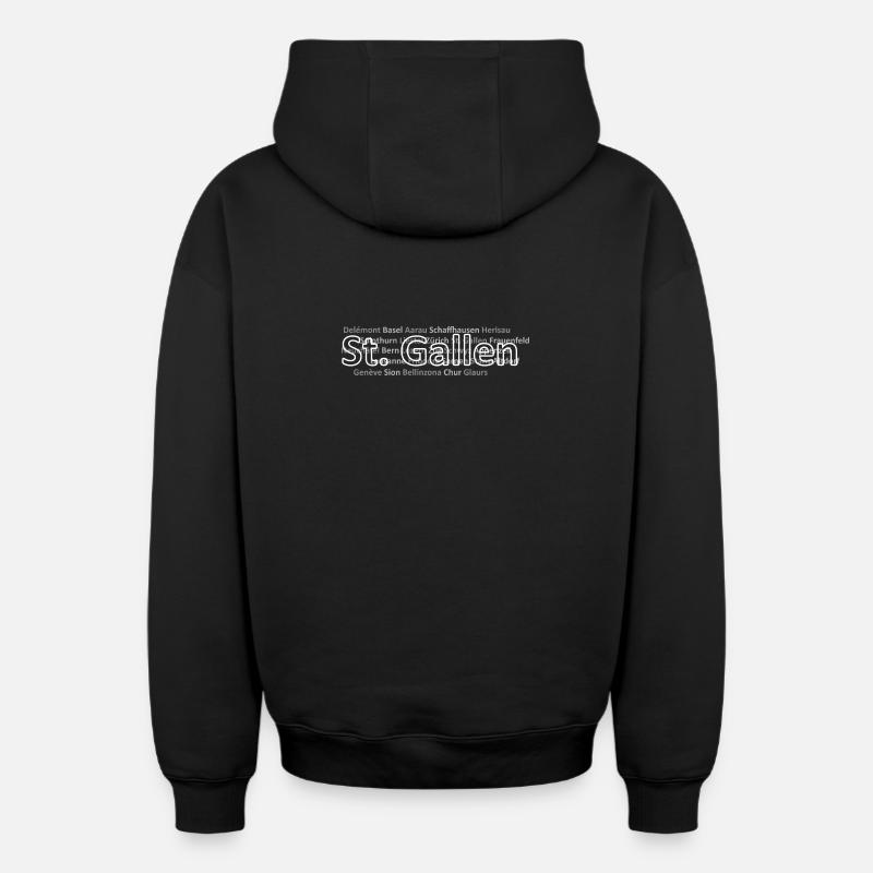 Schweizer Städte St Gallen - Oversized Heavyweight Unisex Zip Hoodie - Schwarz