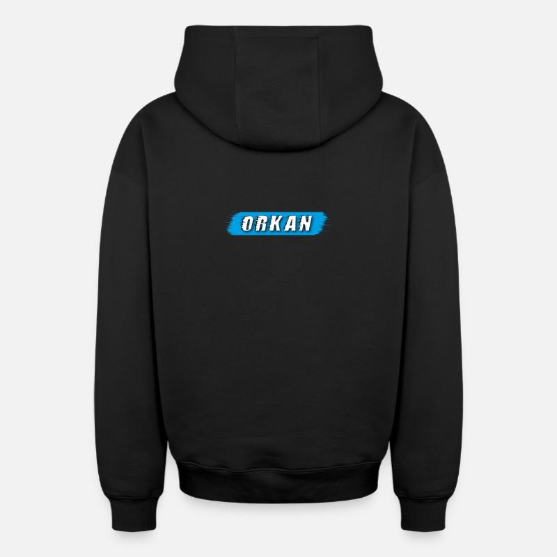 Lettrage ouragan - Sweat à capuche unisexe zippé oversize épais SPREAD - noir