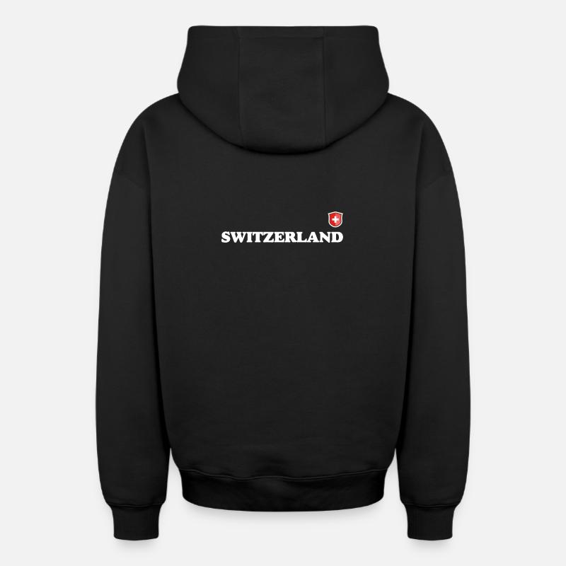 Suisse - Sweat à capuche unisexe zippé oversize épais SPREAD - noir