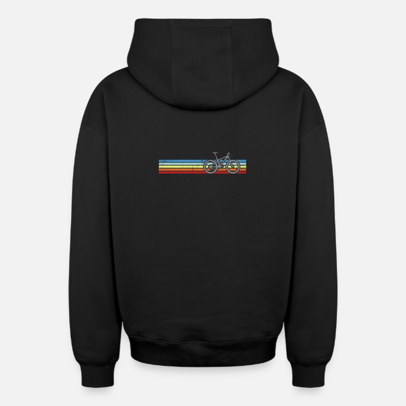Bicyclette Rainbow Stripes - Sweat à capuche unisexe zippé oversize épais SPREAD - noir