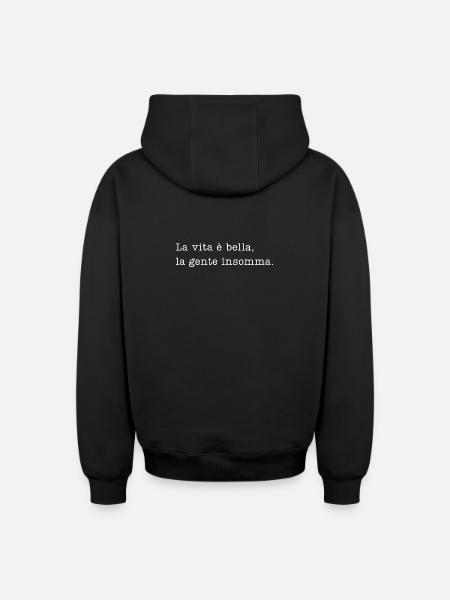 Stampa ironica sulla vita e la gente - Felpa unisex con cappuccio oversize pesante SPREAD - nero