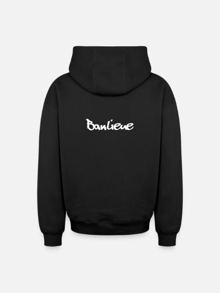Banlieue Suburb - Oversized Heavyweight Unisex Zip Hoodie - black