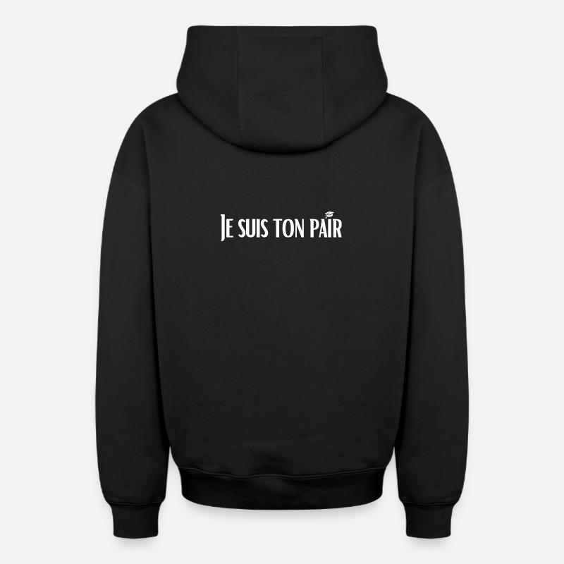 Je suis ton pair - Sweat à capuche unisexe zippé oversize épais SPREAD - noir