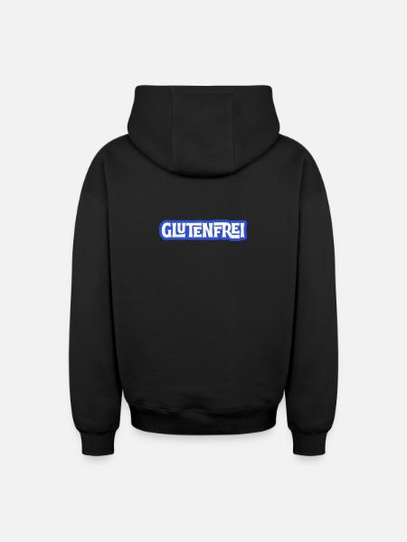 Glutenfrei Logo Blau Statement - Oversized Heavyweight Unisex Zip Hoodie - Schwarz