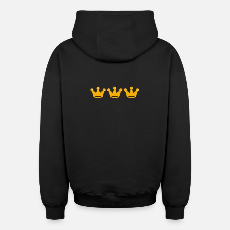 kronen - Sweat à capuche unisexe zippé oversize épais SPREAD - noir