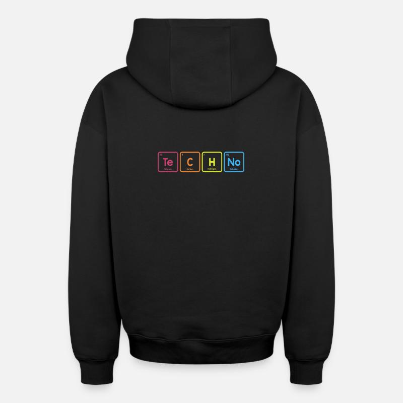 Techno elements - Oversized Heavyweight Unisex Zip Hoodie - black