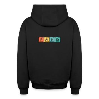 Vater-Element - Oversized Heavyweight Unisex Zip Hoodie - Schwarz - Hinten - AI Model Male 185 dark (185cm)