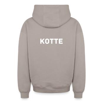 Kotte est votre nom Original Oldschool 90s - Sweat à capuche unisexe zippé oversize épais SPREAD - taupe - Dos - AI Model Male 178 light (178cm)