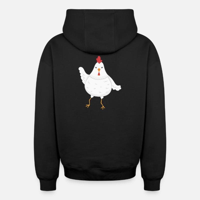 Poulet poules - Sweat à capuche unisexe zippé oversize épais SPREAD - noir