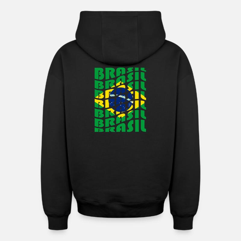 Drapeaux à lettrage brésilien - Sweat à capuche unisexe zippé oversize épais SPREAD - noir