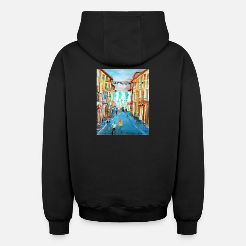 Multergasse - Sweat à capuche unisexe zippé oversize épais SPREAD - noir