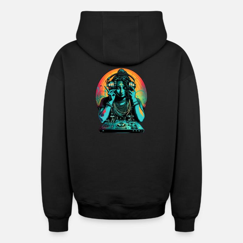 Déesse DJ - Sweat à capuche unisexe zippé oversize épais SPREAD - noir