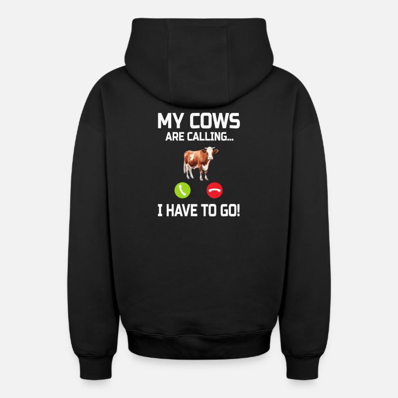 Vache Vaches - Sweat à capuche unisexe zippé oversize épais SPREAD - noir