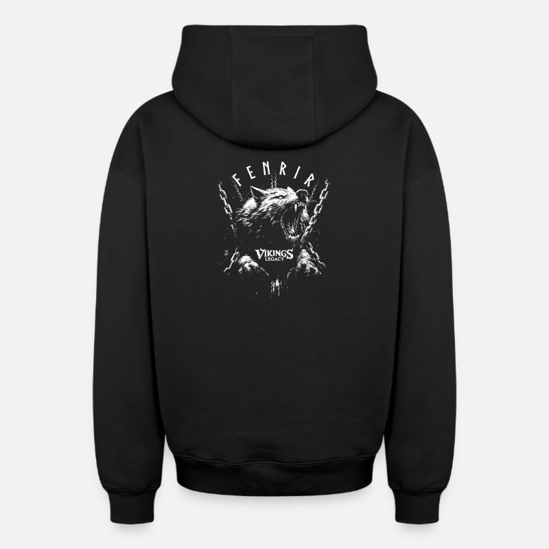 Fenrir - Sweat à capuche unisexe zippé oversize épais SPREAD - noir