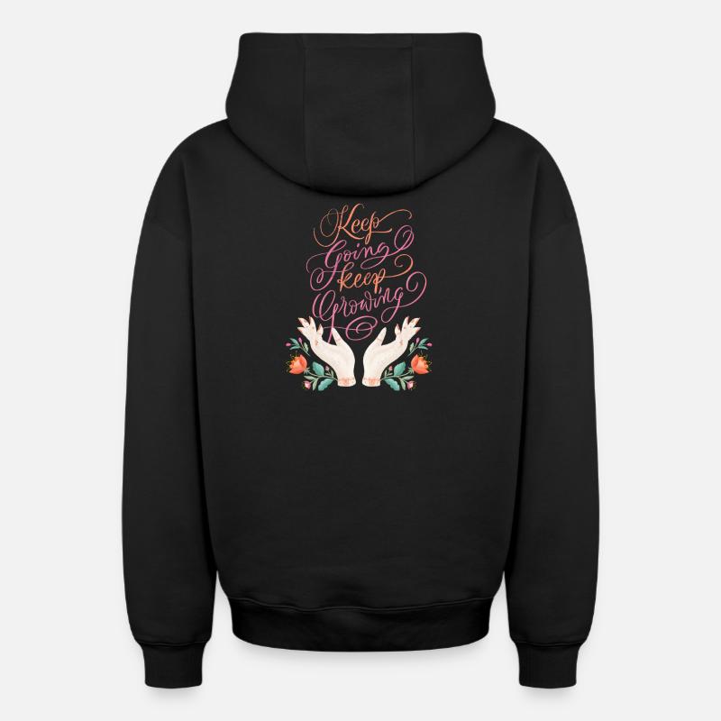 Continue. Continue de grandir. - Sweat à capuche unisexe zippé oversize épais SPREAD - noir